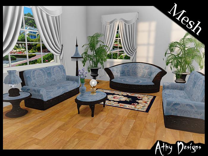 Second Life Marketplace Athy Designs Mesh Elegant Blue Velvet Sofa